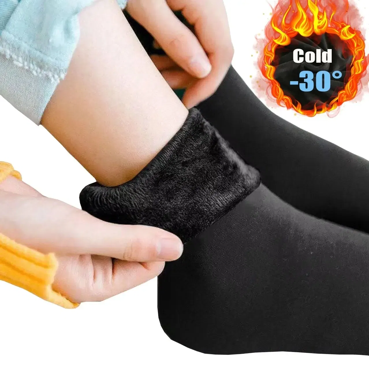 Color: black - Female Winter Fleece Thick Warm Socks Soft Comfortable Solid Color Home Floor Thick Stocking Soft Boots Sleeping Socks