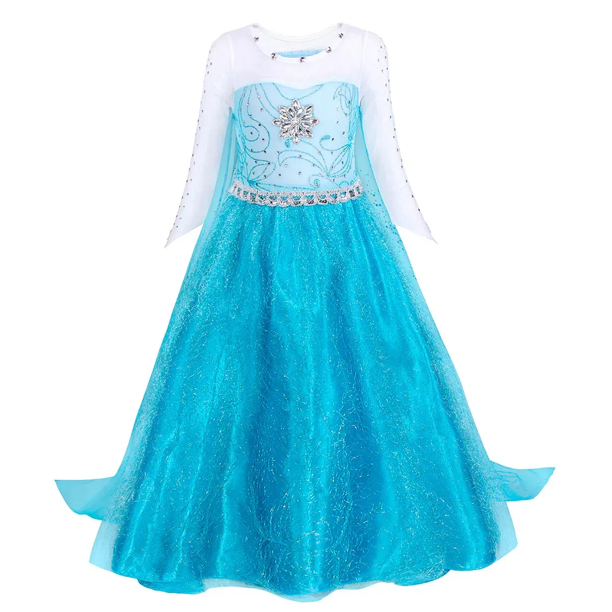 Kid Size: 13, Color: light brown - Disney Frozen Elsa Anna Princess Dresses Girls Mesh Sequin Dress Kids Cosplay Snow Queen Costumes Carnival Birthday Party Gowns