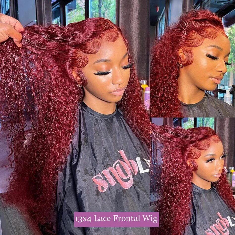 Color: FS1B/99J, Ships From: CHINA, Stretched Length: 26inches, Density: 180% - Red Curly Wigs 99J Burgundy 13X6 Hd Lace Frontal Human Hair Wig Colored Deep Wave Frontal Wig 13X4 Red Lace Front Human Hair Wig