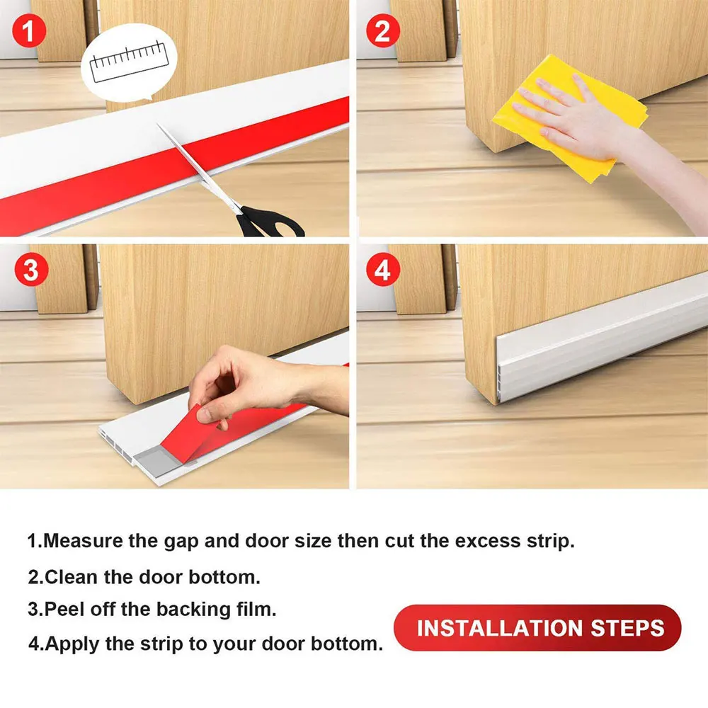 Color: WHITE, Length: 3M, Ships From: CHINA - Under Door Draft Stopper Stripping With Strong Adhesive For Bottom Of Doors Seal Dust-Proof Winter-Proof Block Light And Noise