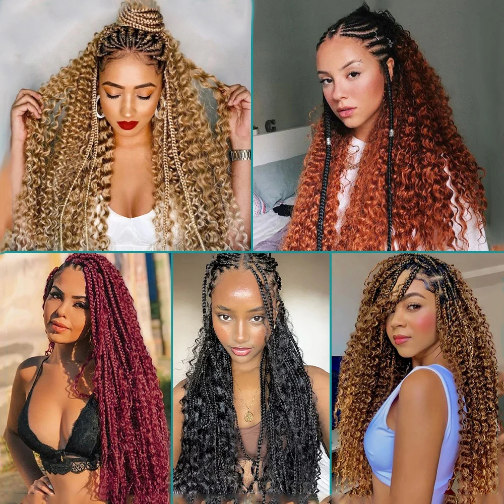 Color: 4/27HL, Material Grade: virgin hair, Longest Hair Proportion: 30%-55%, Stretched Length: 22INCHES, Bulk Buy: 6pcs/lot - NABI Deep Wave Boho Braiding Hair Bulk 16inches  No Weft  Human Hair Extension Curly Hair Bundles for Boho Braids
