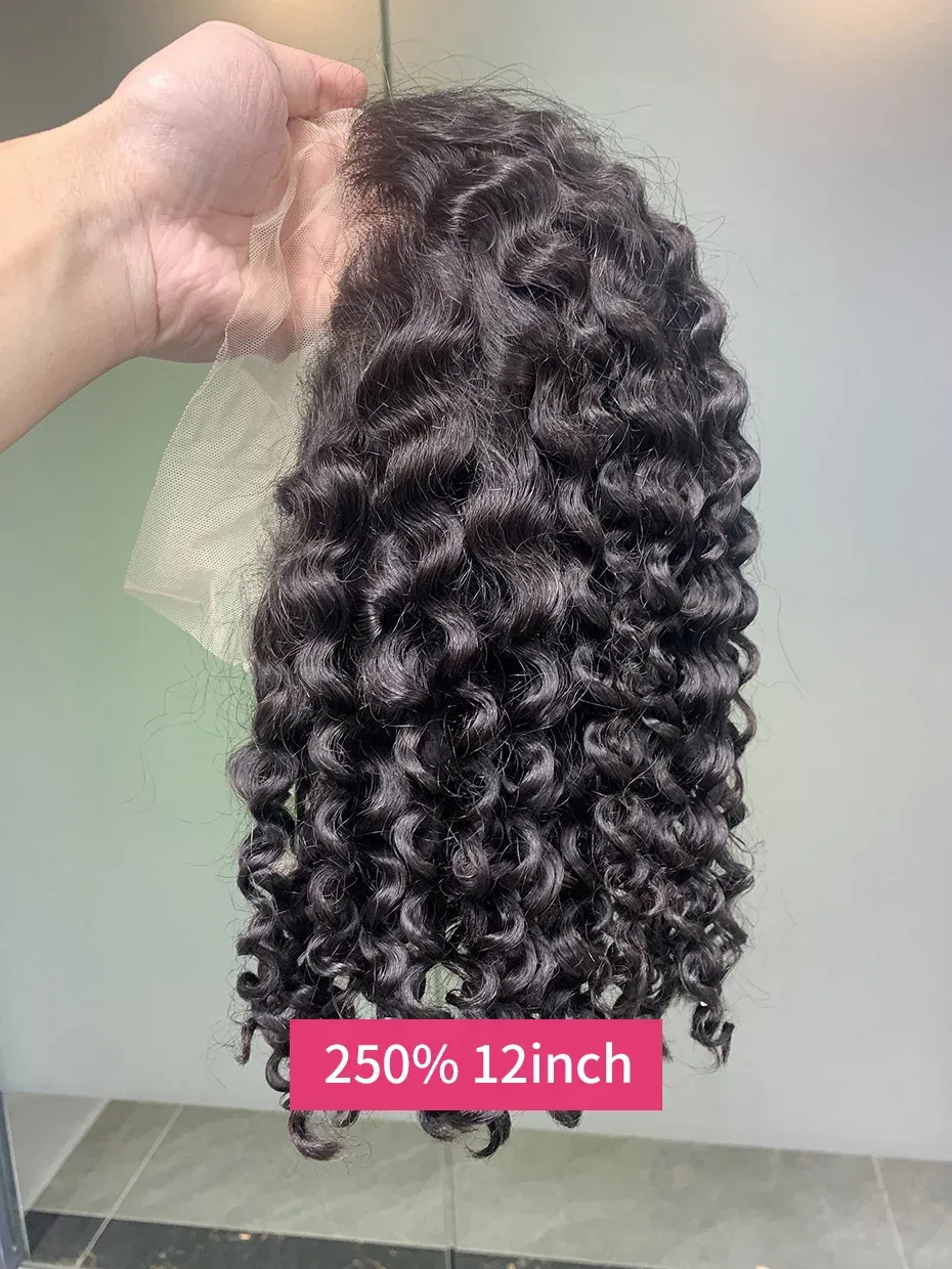 Hair Color: Natural Color, Ships From: CHINA, Stretched Length: 14inches, Density: 250% - Curly Wigs Full 250 Density Short Bob Wig Human Hair Vietnamese Raw 13x4 13x6 Double Drawn Jerry Curly Lace Front Human Hair Wig