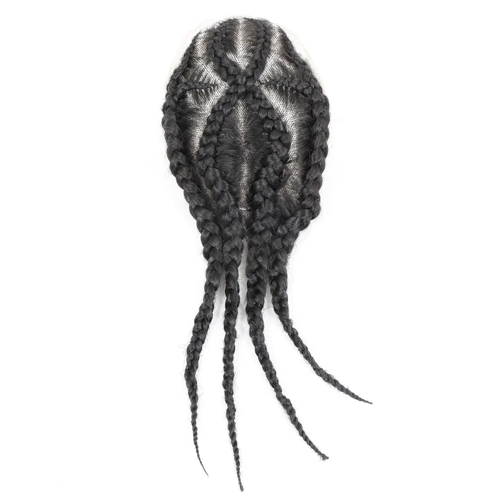 Toupee Color: 20R#, Length: 6 inches, Toupee Size: 7x10 - 1B Cornrow Box Braided Toupee For Men Human HairPiece Breathable Lace With PU Replacement System Hair Prosthesis Units Patch Wig