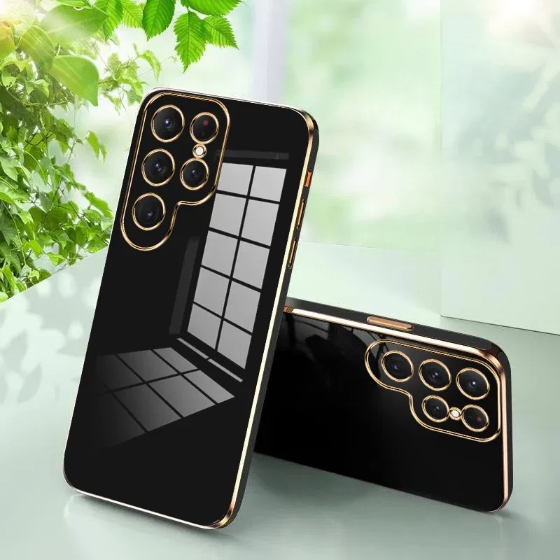 Material: PE, Color: Black - TPU Electroplating Case for Samsung Galaxy Note 10 20 Plus UItra S20 FE S21FE S21 S22 S23 S24 Plus Uitra A52 A71 A51 A72 Cover