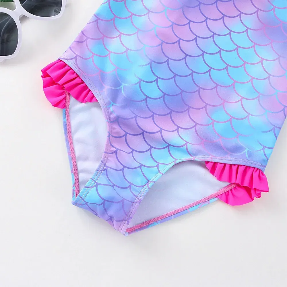 Color: Dark Grey, Size: M - Stitch Girls Swimsuit Fashion Mermaid Fish Scale One-Piece Bathing Suits Children's Dresses Summer Swimwear Beach Suit Kids Wear