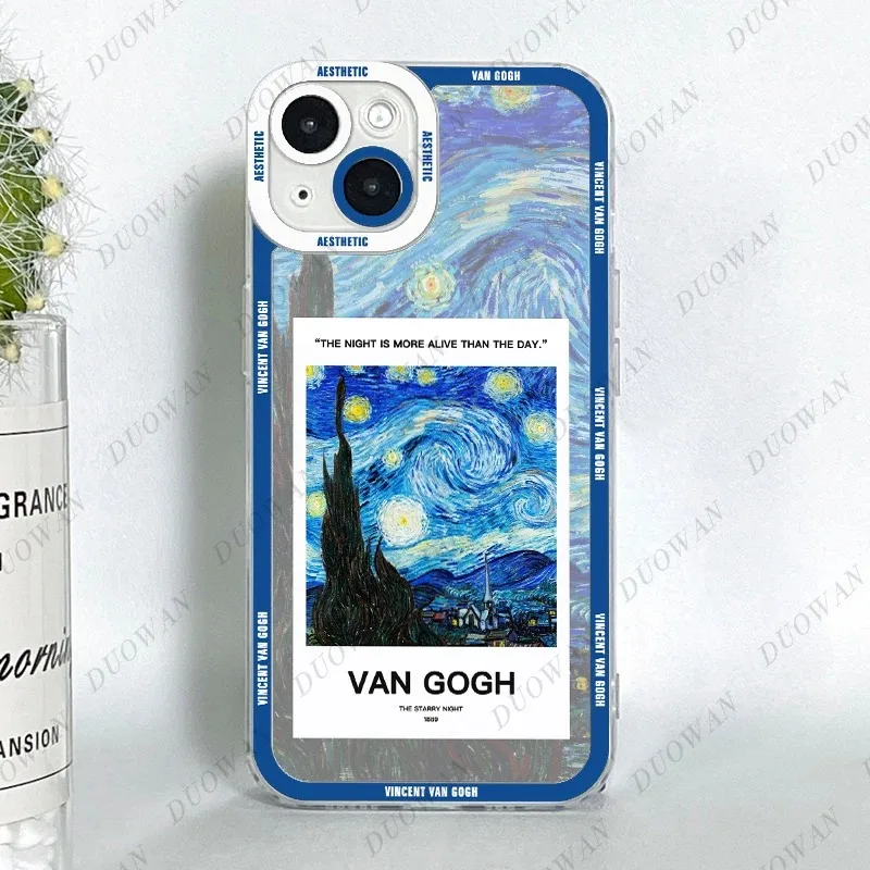 Color: GRAY, Material: CANVAS - Van Gogh Oil Painting Phone Case For Samsung A12 A13 A14 A22 A23 A31 A32 A33 A42 A50 A51 A52 A53 A71 A72 A73 4G TPU Clear Case