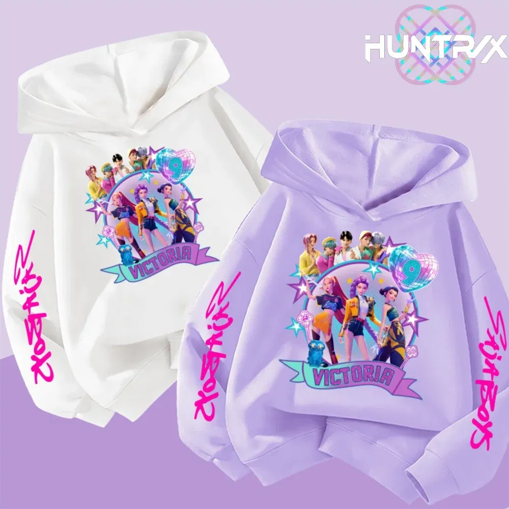 Color: Dark Grey, Kid Size: 5 - Movie Kpop Demon Hunters Shining light ball Hoodie Men Women Cartoon Fashion Sweatshirt Male Casual boys&girls Pullover Hoodies