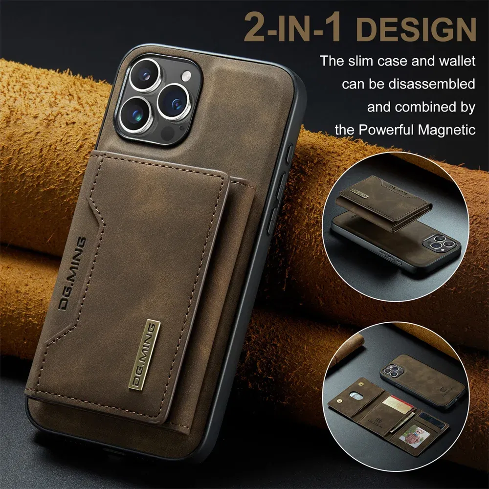 Color: Beige, Material: PE - 2 In 1 Case For iPhone 16 15 14 13 12 11 Pro Max Plus XS Max XR 8 Plus SE 2022 Wallet Magnetic Leather Card Holder Pocket Cover