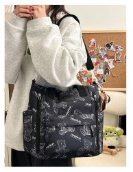 Bear Print Large Capacity Multi-Pocket Tote Bag  For Going Out Handbag
