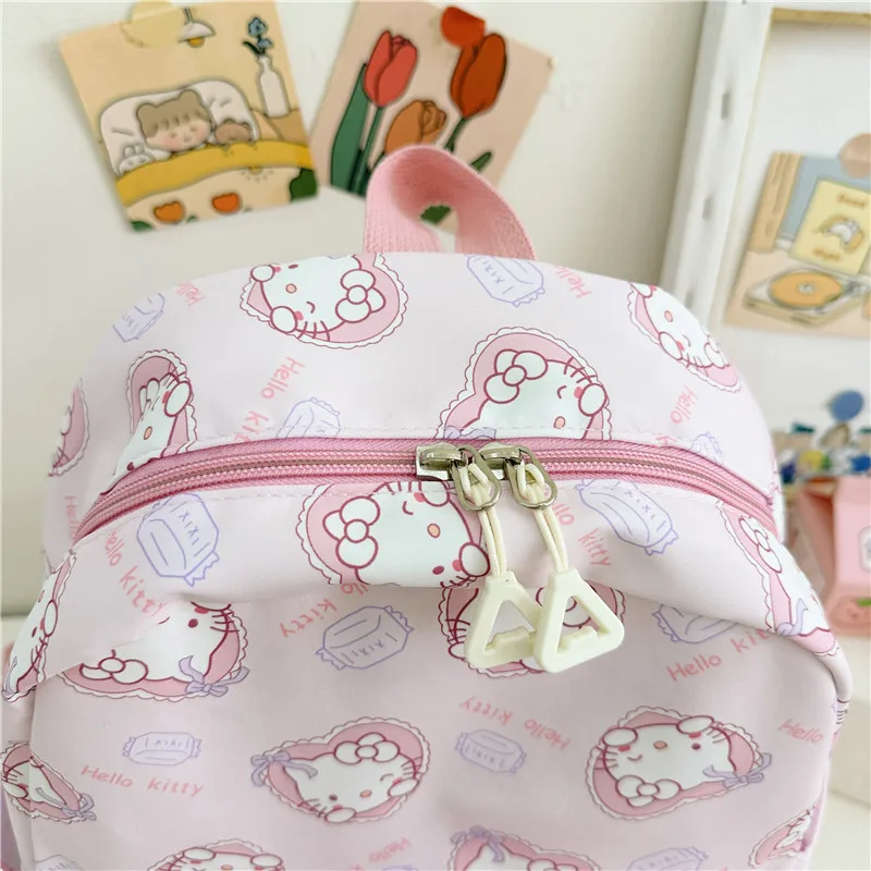 Color: black, Size: 12 inches - Anime Cartoon Kuromi Melody Cinnamoroll Backpack Boys Girls Cartoon Hello Kitty Kawaii Canvas Fashion Children's Schoolbag