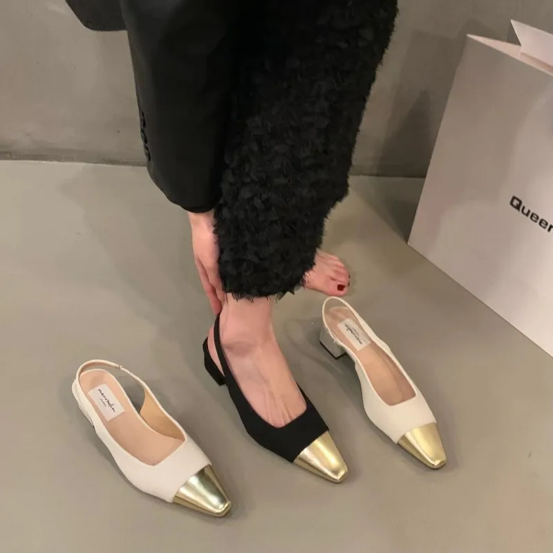 Color: Beige, Shoe Size: 41 - Fashion Women's Shoes Women's Dress Shoes Mid Heel Wedding Sandals All Matching Pointed Princess Shoes