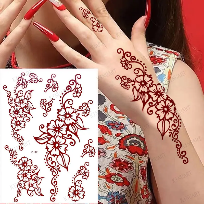 Color: light pink, Ships From: CHINA - Waterproof Temporary Tattoos for Women Henna Tattoo Stickers Mehndi Design Fake Tattoo for Hand Leg Sleeve Body Art Hena Tatoo