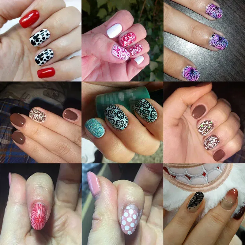 Color: Dark Grey - Kimcci Nail Stamping Plates Flamingo Nail Template Mandala Maple Leaf Stamp Nail Art Stamp Image Template Manicure Stencil Tools