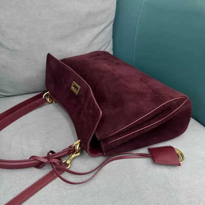 Color: black, Size: L - Luxury Design Women Tote Bag Suede Shoulder Bag High Quality Fashion Brown Ladies Handbag Large Capacity Versatile
