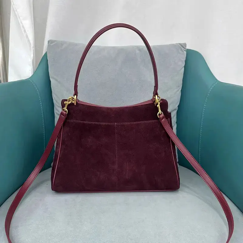 Color: black, Size: L - Luxury Design Women Tote Bag Suede Shoulder Bag High Quality Fashion Brown Ladies Handbag Large Capacity Versatile