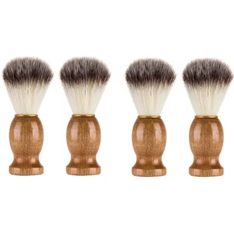 Color: Red - 1pc High Quality Men Shaving Beard Brush Badger Hair Shave Wooden Handle Facial Cleaning Appliance Pro Salon Tool