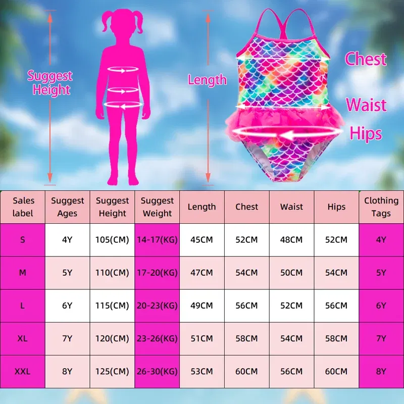 Color: WHITE, Kid Size: 9M - Lilo Stitch Girl Swimsuit Summer One-Piece Swimwear Beachwear Pool Mermaid Fish Scale Print Bikini Bathing Outfit Swimming Wear