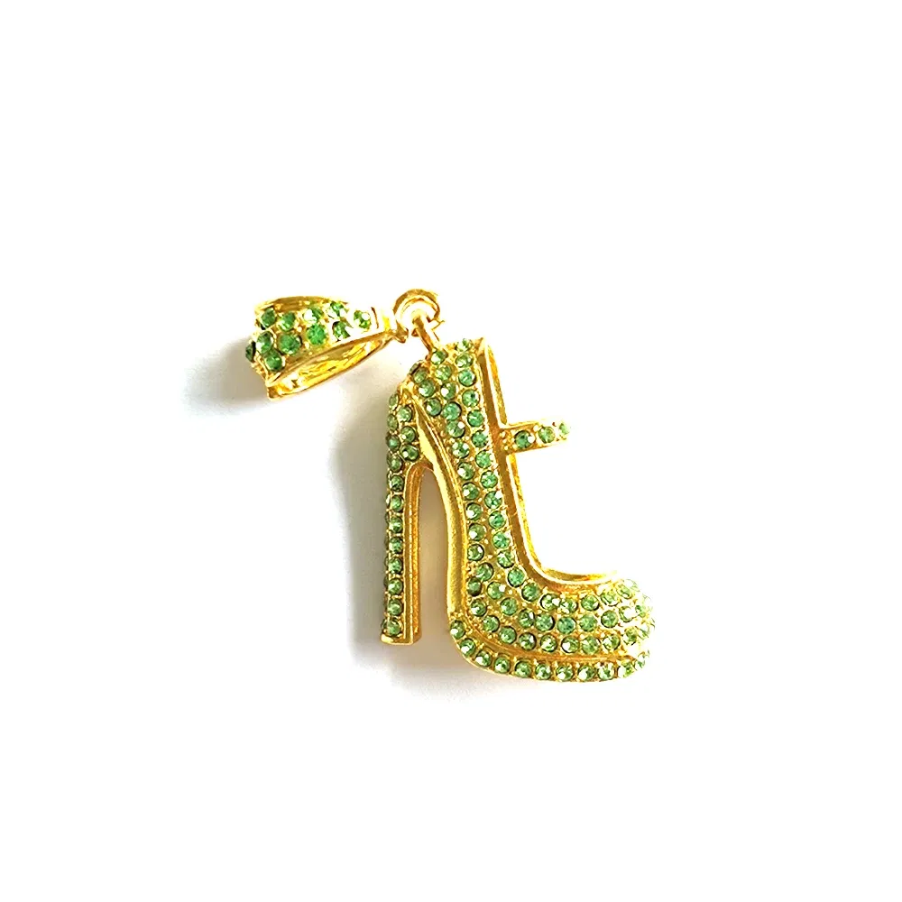 Metal color: Imitation Rhodium Plated - 1pc High Heel Shoe Charms for Women DIY Jewelry Accessories S9