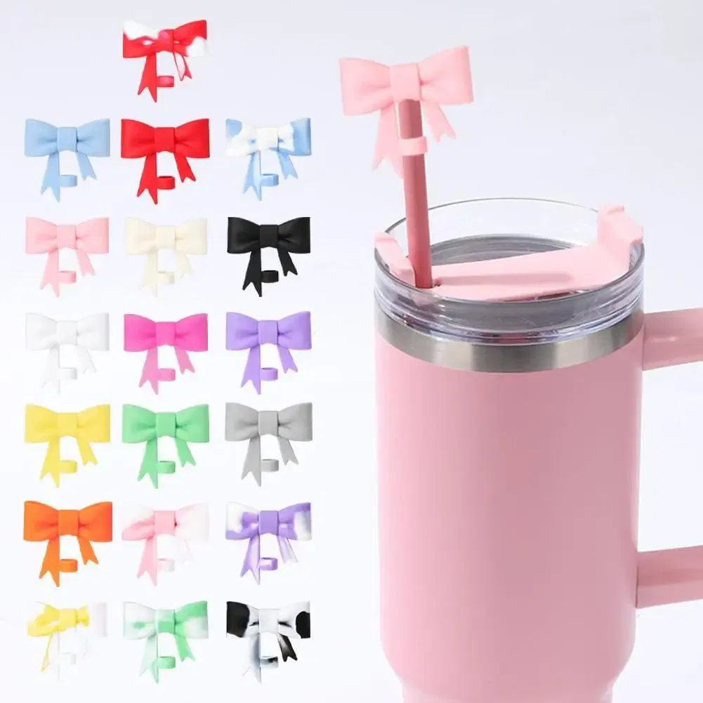 Color: Dull, Ships From: CN - Bow Straw Cap Covers Toppers Silicone Accessories For Stanley Cups 30&40 Oz Tumbler And With 1pc Protective Boot ?»?