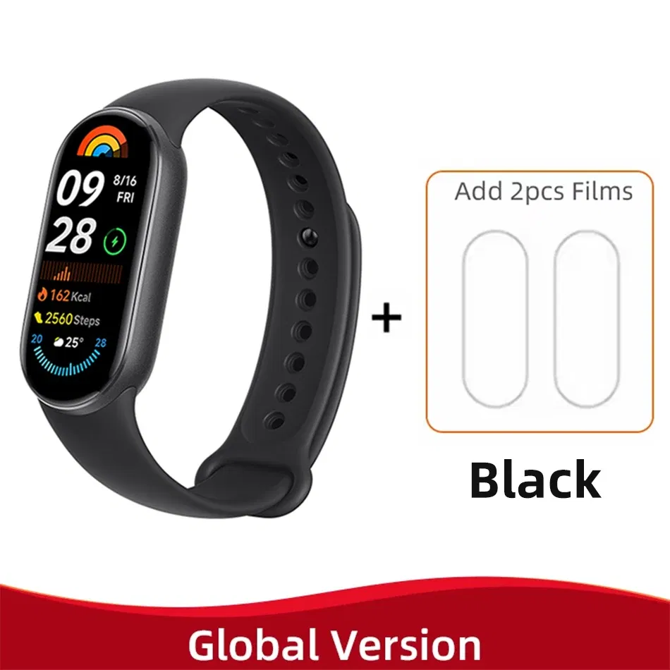 Color: Watermelon red, Ships From: CHINA - New! Global Version Xiaomi Band 9 Mi Smart Bracelet 9 Color AMOLED 1.62" Ultra 21 Days Battery Life Miband Wrist Watch Blood