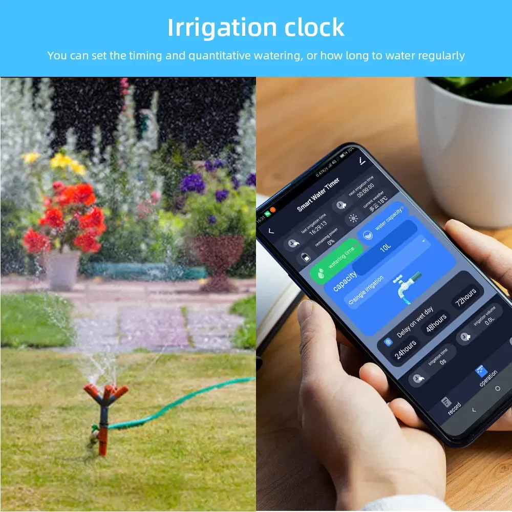 Color: Red - Tuya Zigbee Garden Watering Timer Smart Sprinkler Drip Irrigation System Built-in Water Flow Recorder With Soil Tester Gateway