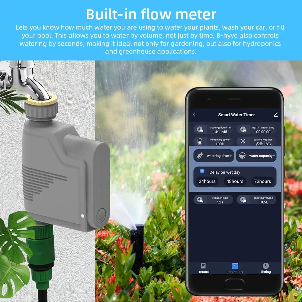 Color: Red - Tuya Zigbee Garden Watering Timer Smart Sprinkler Drip Irrigation System Built-in Water Flow Recorder With Soil Tester Gateway