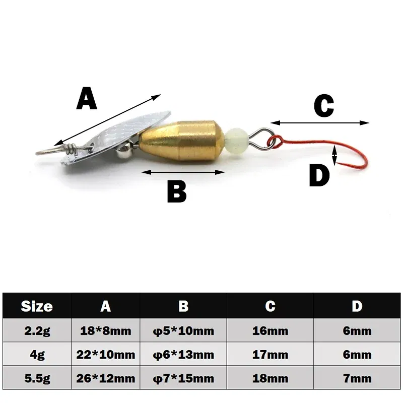 Color: green - OUTKIT 1Pcs Spinner Spoon Metal Bait Micro Fishing Lure Small Sequins Copper Long Shot Baits For Bass Trout Perch Pike Rotating
