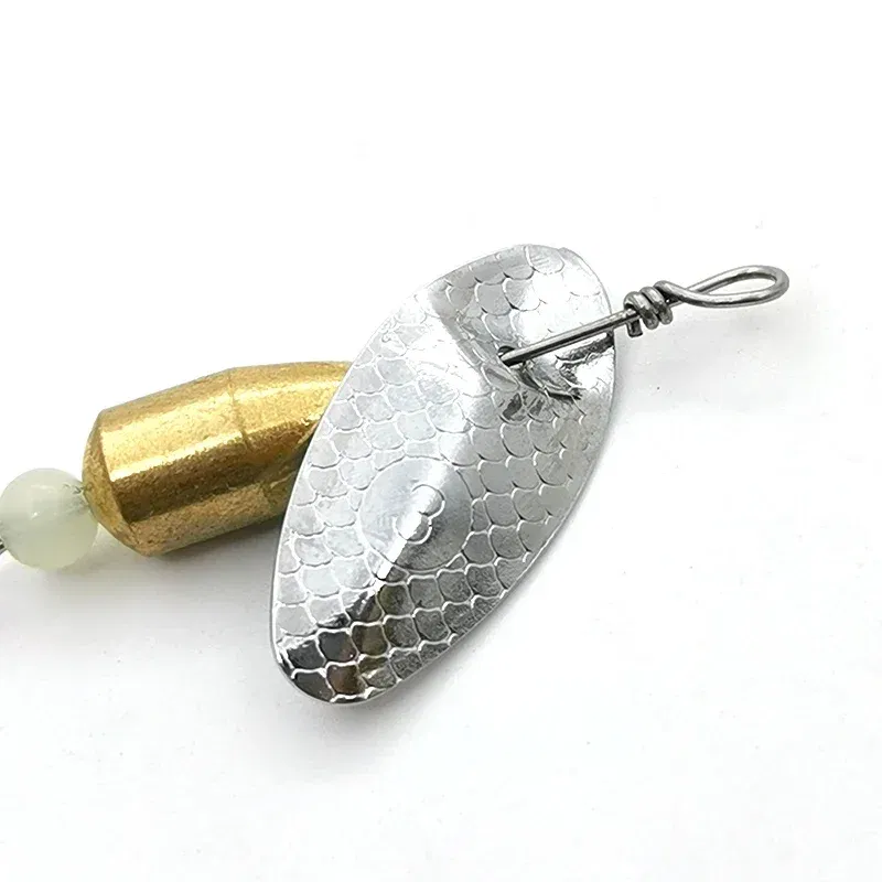 Color: green - OUTKIT 1Pcs Spinner Spoon Metal Bait Micro Fishing Lure Small Sequins Copper Long Shot Baits For Bass Trout Perch Pike Rotating