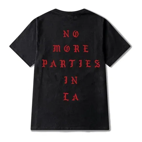 Color: black, Size: M - 2023 New Hip Hop T-shirt Kanye West I feel Like Paul 100% Cotton tshirts NO MORE PARTIES IN LA T SHIRTS Men Women Tee Tops