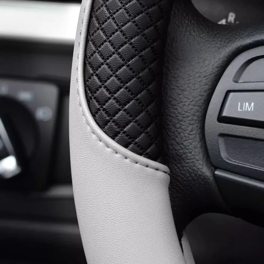 Color Name: Dark Grey - Durable Anti-Slip Car Steering Wheel Cover Microfiber Leather Steering Wheel Cover Universal Fit for Car, Truck, SUV, Van38cm