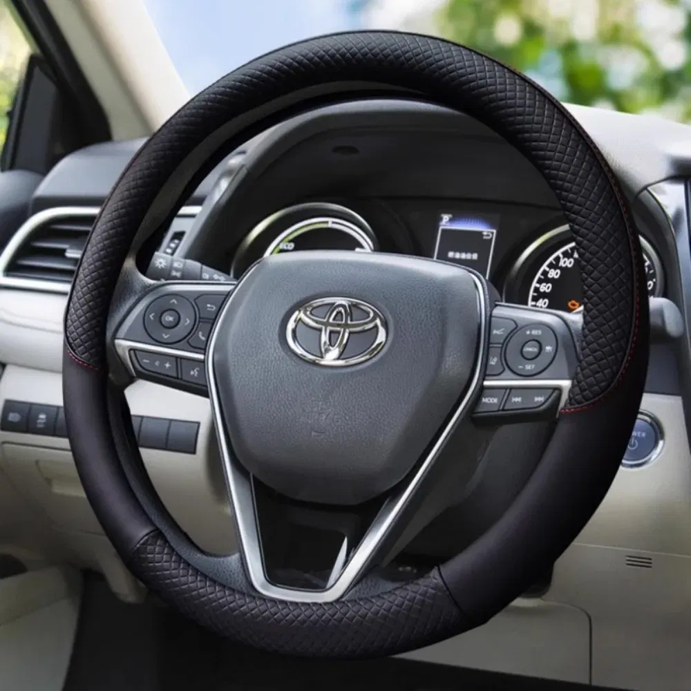 Color Name: Dark Grey - Durable Anti-Slip Car Steering Wheel Cover Microfiber Leather Steering Wheel Cover Universal Fit for Car, Truck, SUV, Van38cm