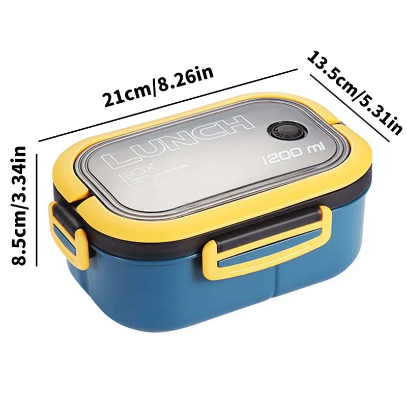 Color: WHITE, Number of Compartments: 5, Number of Tiers: 2, Lunch Box Capacity: 1000ml - 1200ML 2 Layer Bento Lunch Box With Spoon Fork, Kid High Capacity Microwae Food Containers Portable Leakproof Office Camping