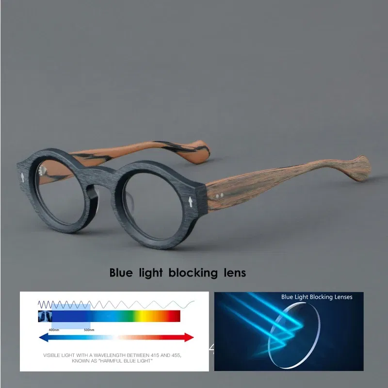 Frame Color: Khaki, Eye Prescription: +300 - VCKA Round Acetate Reading Glasses Frame Retro Men Prescription Anti-blue discolor Women Custom Optics Retro Eyewear +0.50to +10