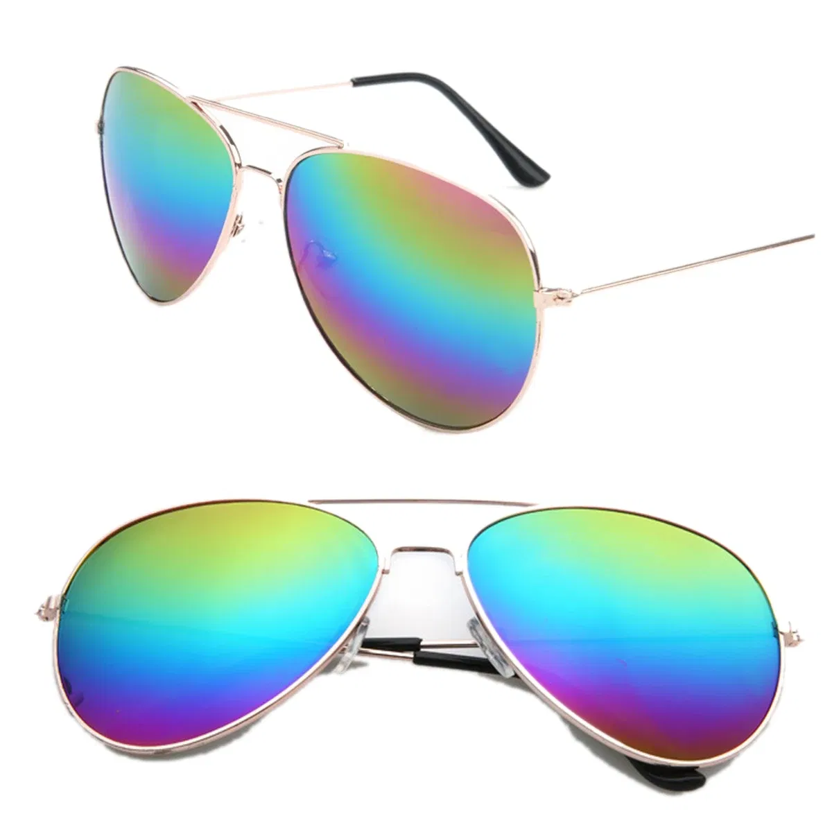 Lenses Color: WHITE, Frame Color: other - FOENIXSONG Fashion Sunglasses for Women Men  Pilot Round Gradient Mirror Women's Glasses Oculos Lentes Gafas De Sol