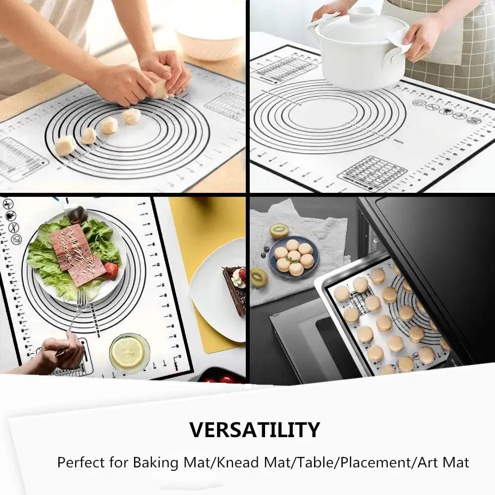 Color: VIOLET/?«?—?…°, Size: L - Large Size Silicone Kneading Pad Non-Stick Surface Rolling Dough Mat With Scale Kitchen Cooking Pastry Sheet Oven Liner Bakeware