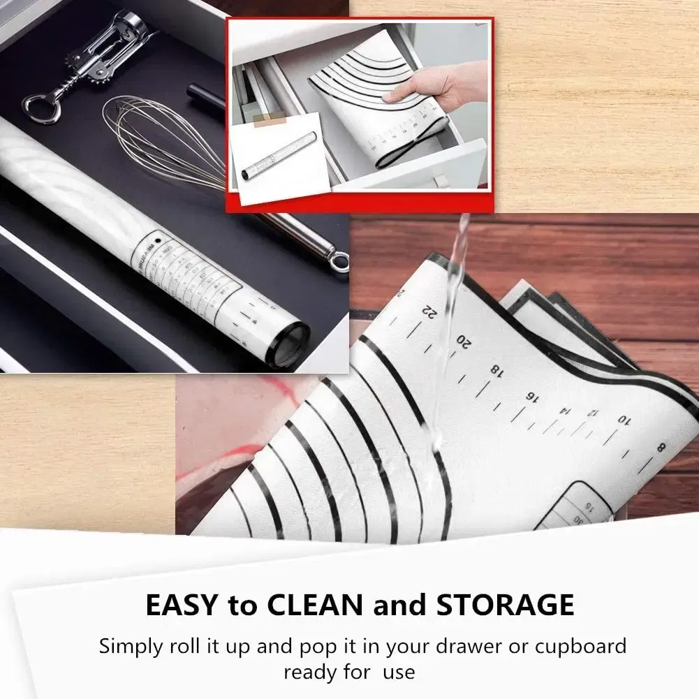 Color: VIOLET/?«?—?…°, Size: L - Large Size Silicone Kneading Pad Non-Stick Surface Rolling Dough Mat With Scale Kitchen Cooking Pastry Sheet Oven Liner Bakeware