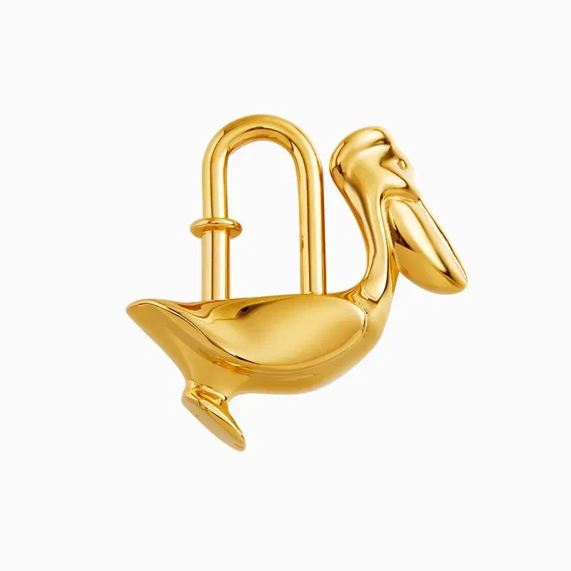Color: Gold - Bag Pendant For Birkin Kelly Bag Pegasus Lock Charm All-steel Animal Metal Lock Bag Pendant High-end Charm Necklace