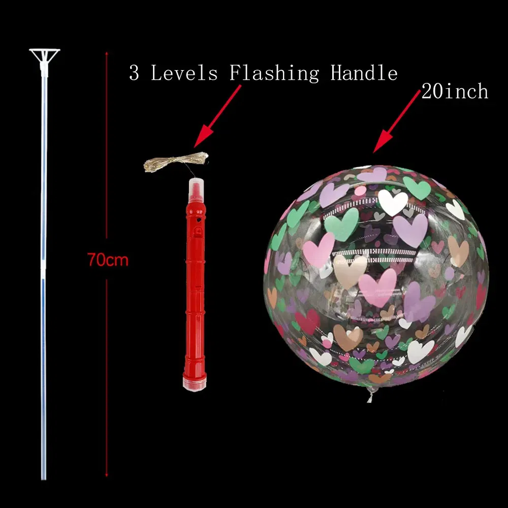 Color: DARK GRAY, Ballon Size: 10inch, Shape: K - 1/5/10/20/30pcs LED Light Up BoBo Balloons Colorful 3 Levels Flashing Handle 20 Inches Bubble Balloon 70cm Stick