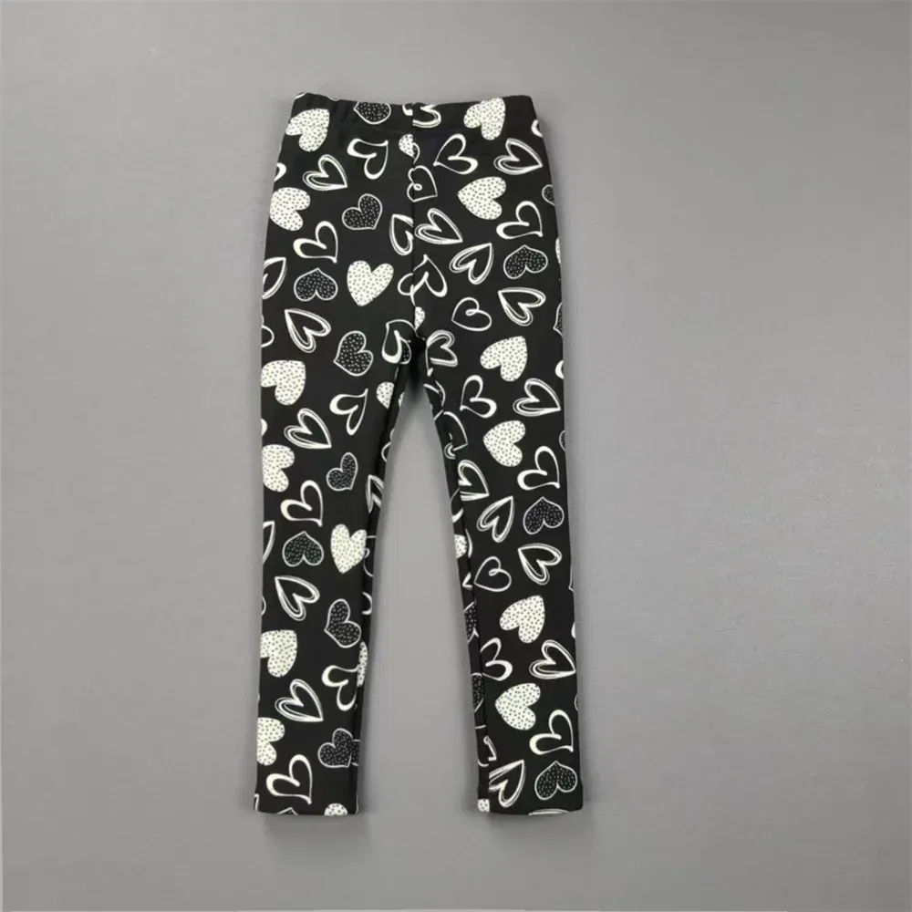Color: Yellow, Kid Size: 4T - 2-11Y Girls' Pants Autumn and Winter Slim Fit Warm Bottom Pants Thickened Velvet Printed Children's Pants Baby Casual Pants