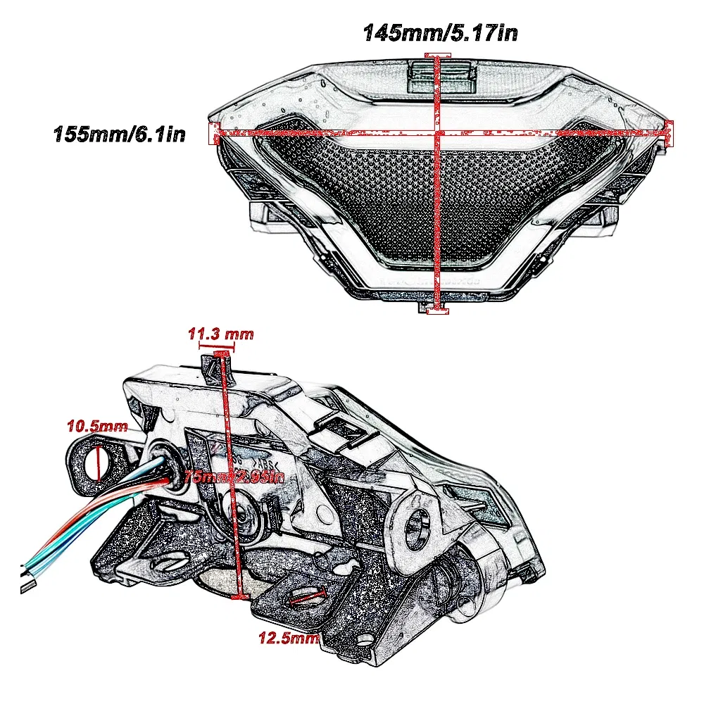 Color: WHITE - Motorcycle LED Taillight Moto rear Brake Light Indicator Lamp for Yamaha MT03 MT25 2014-2020 R3 R25 2013-2020 MT07 2013-2017
