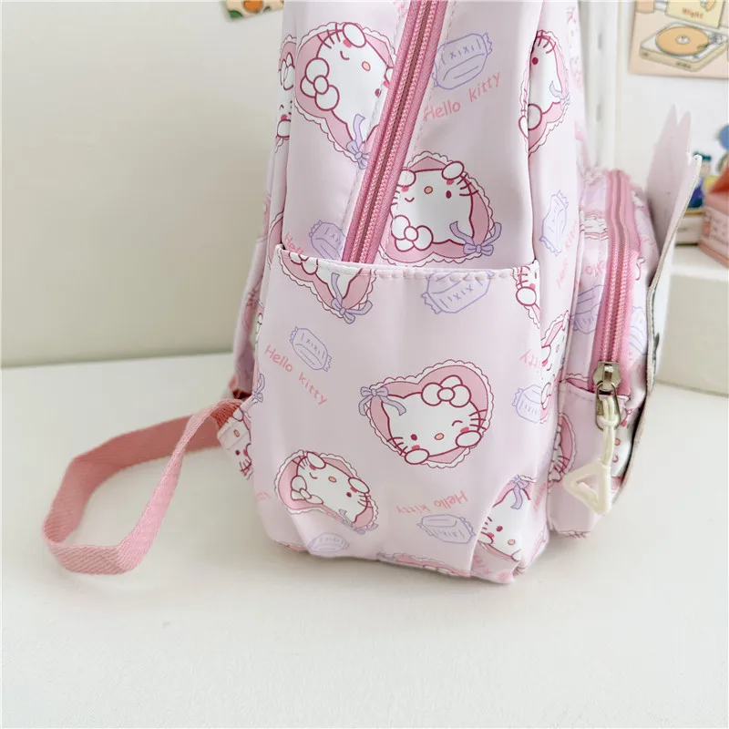 Color: black, Size: 16 inches - Anime Cartoon Kuromi Melody Cinnamoroll Backpack Boys Girls Cartoon Hello Kitty Kawaii Canvas Fashion Children's Schoolbag