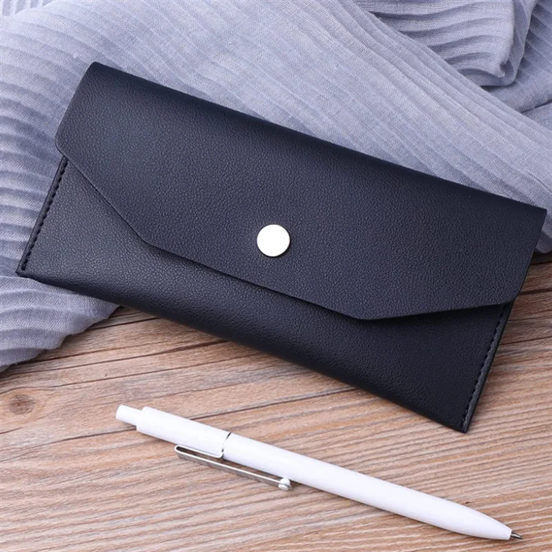 Color: Beige - Envelope Wallet PU Leather Cash Envelope Wallet Classic Fashion Long Women's Wallet Ferrule Name Card Holder Gift