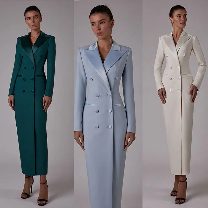 Color: PURPLE, Size: XXXL - Women's Suit Long Jacket One Piece Blazer Double Breasted Formal Tuxedo Party Dress кос?‚юм ?¶?µнский