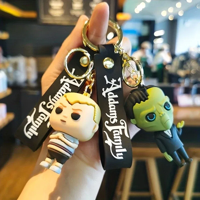 Color: Red, Ships From: CHINA - Cartoon Wednesday Addams Silicone Keychain Pendant Car Backpack Bag Keyring 3D Doll Unisex Women Men Gifts Key Chain
