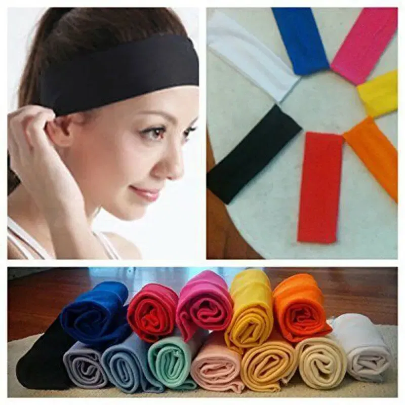 Color: light green - Sweatband Headband Elasticity Sweat Bands Stretch Head Hair Band Sports Safety Yoga Basketball Gym Sport for Men and Women