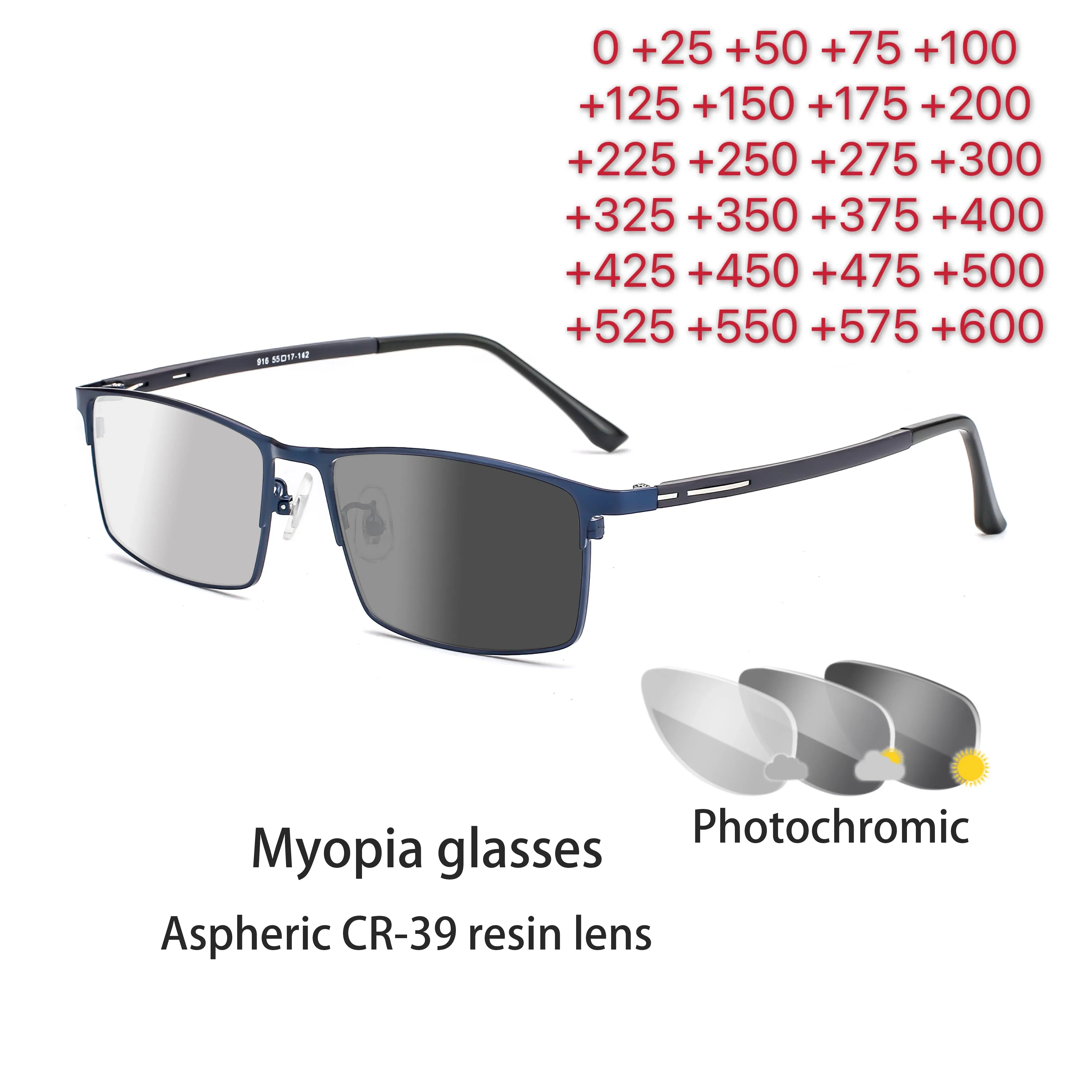 Frame Color: WHITE, Ships From: CHINA, Eye Prescription: +300 - Photochromic glasses Men's reading glasses Finished glasses Student myopia glasses 0 + 0.5 + 1 + 1.25 + 1.5 + 1.75 + 2