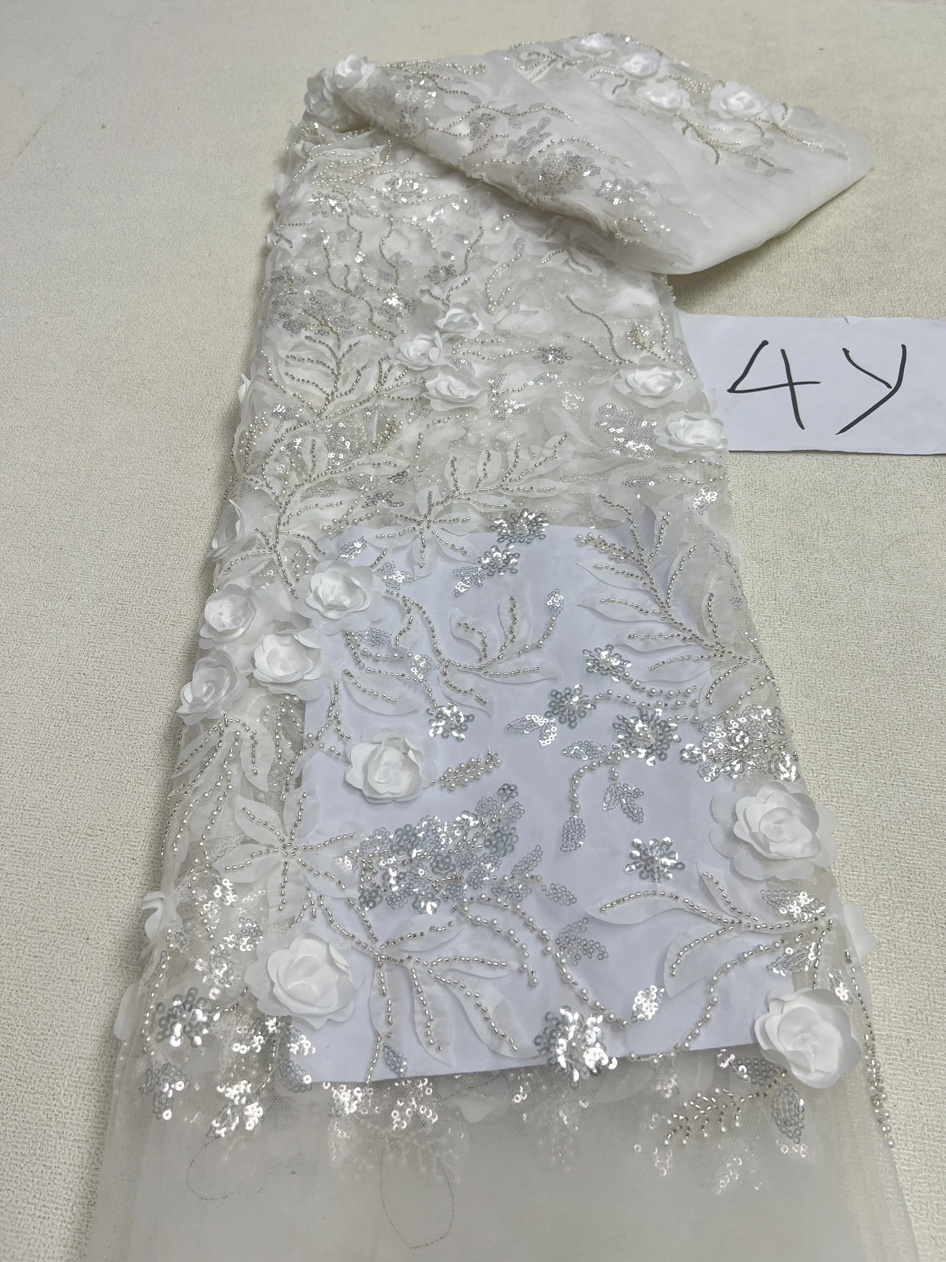 Color: Purple Red, Length: 5 yards, Width: 120cm - 2025 African Nigerian Tulle Lace Fabric Sequins Sewing Guipure Beads Stone Embroidery Dresses High Quality 4 Yards