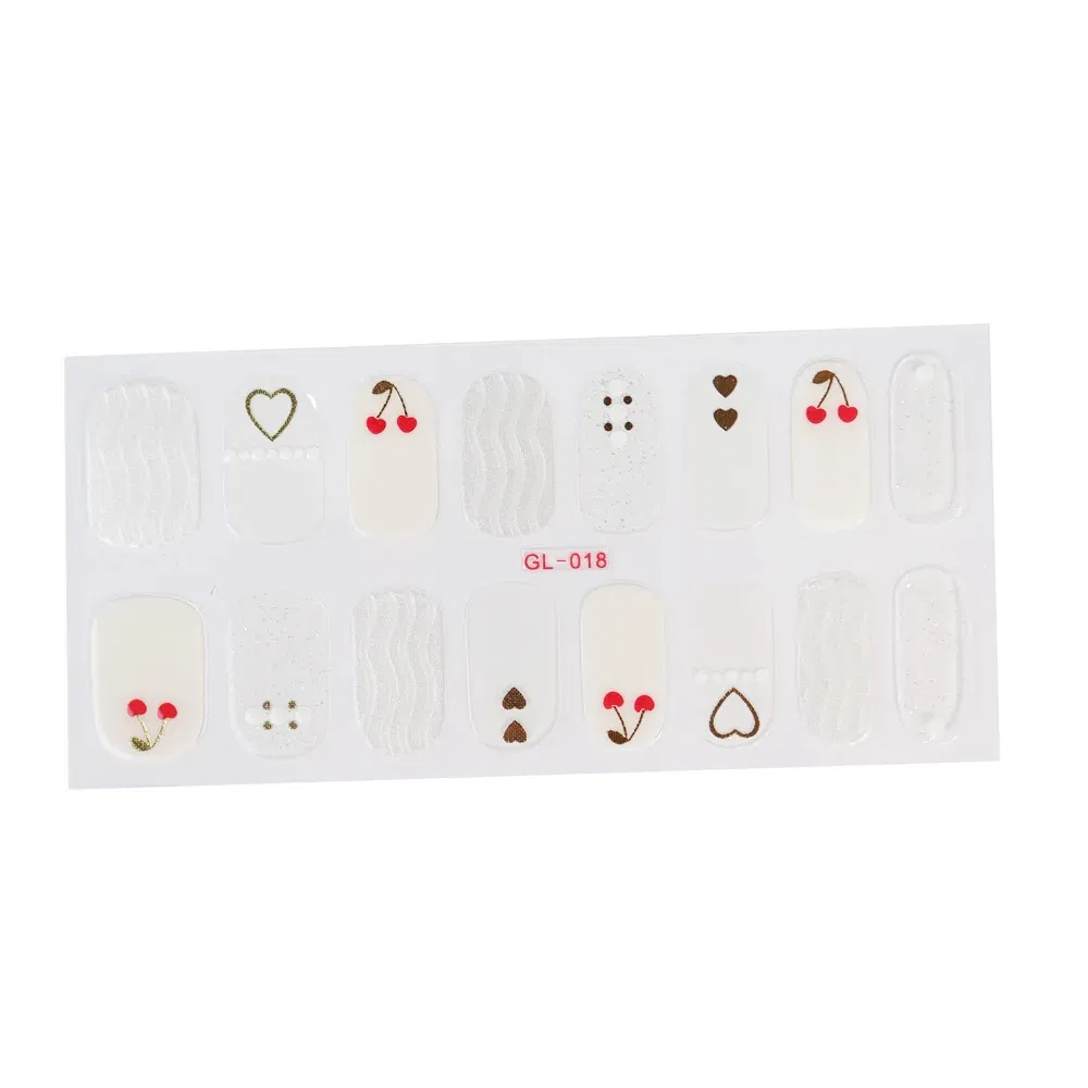 Color: Red Bronze - 16 Tips/Sheet Patterned Nails With Creative Nail Polish Nail Art Stickers 2020 Temporary Tattoos Kids Full Cover Nail Stickers