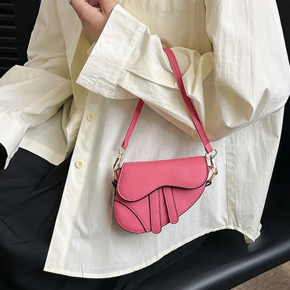 Color: Orange - Women Fashion Mini Handbags Hasp Zipper Messenger Bags Saddle Bag Solid Color Casual Simple Inside Lock Ornament Bag