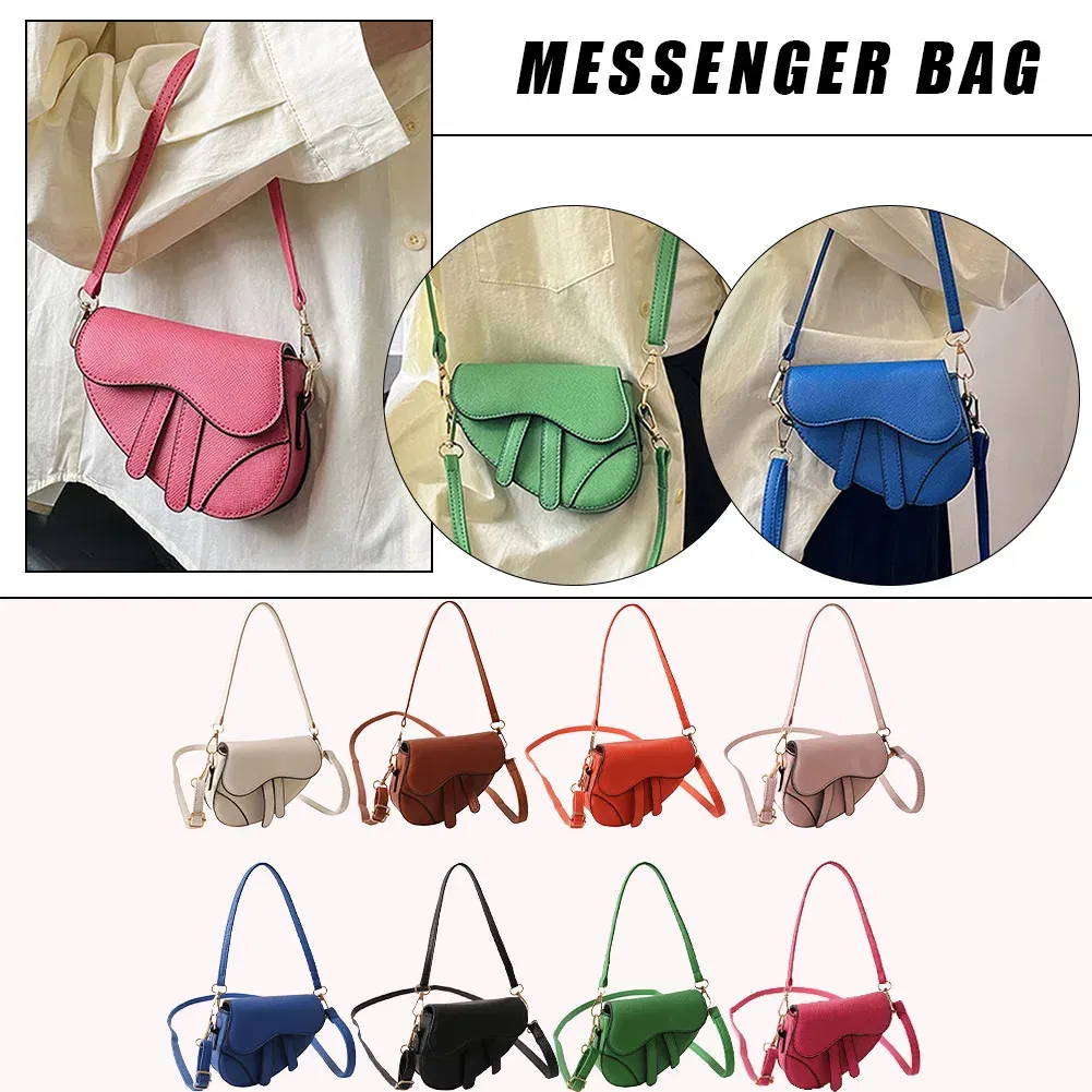 Color: Orange - Women Fashion Mini Handbags Hasp Zipper Messenger Bags Saddle Bag Solid Color Casual Simple Inside Lock Ornament Bag